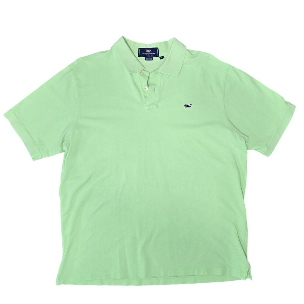 Vineyard Vines Mens Lime Green Whale Logo Polo Shirt Size L 100% Cotton